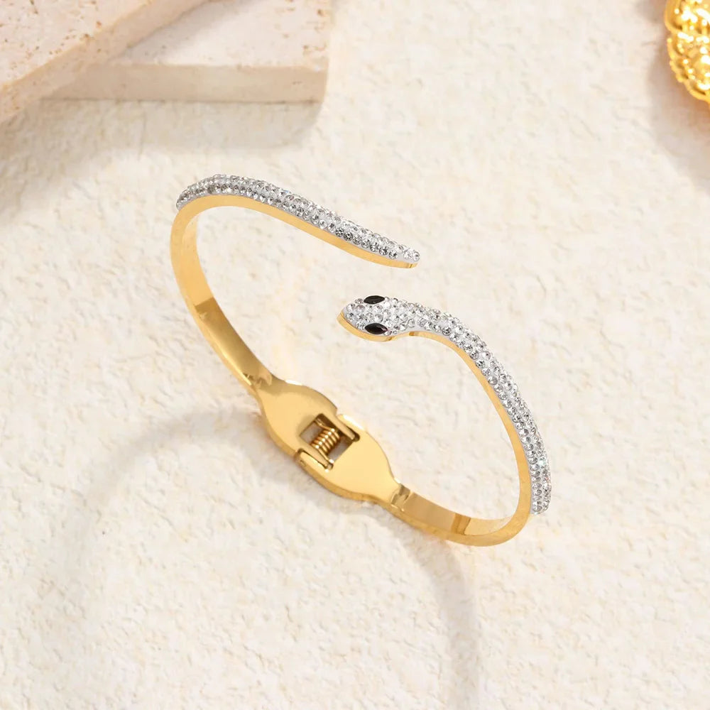 Classic stainless steel zircon enamel women's bracelet, high quality waterproof metal bracelet, wedding party jewelry Vera Lux