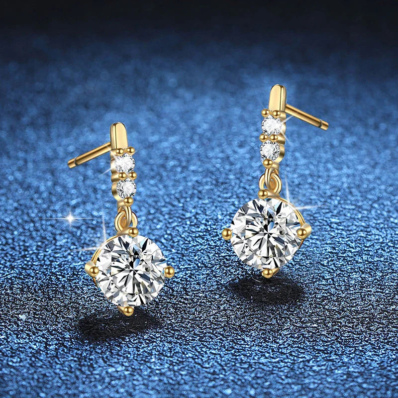 NeeTim 1ct Moissanite Drop Earrings S925 Sterling Silver with Gold Plated Hoop Earrings Wedding Party Jewelry With Certificate Vera Lux