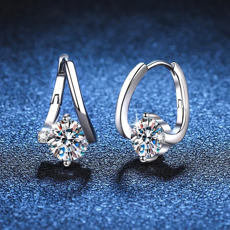 NeeTim 1 Carat Moissanite Earrings For Women 925 Sterling Silver Ear Stud Hoops Diamond  Engagement Wedding Fine Jewelry Gift Vera Lux