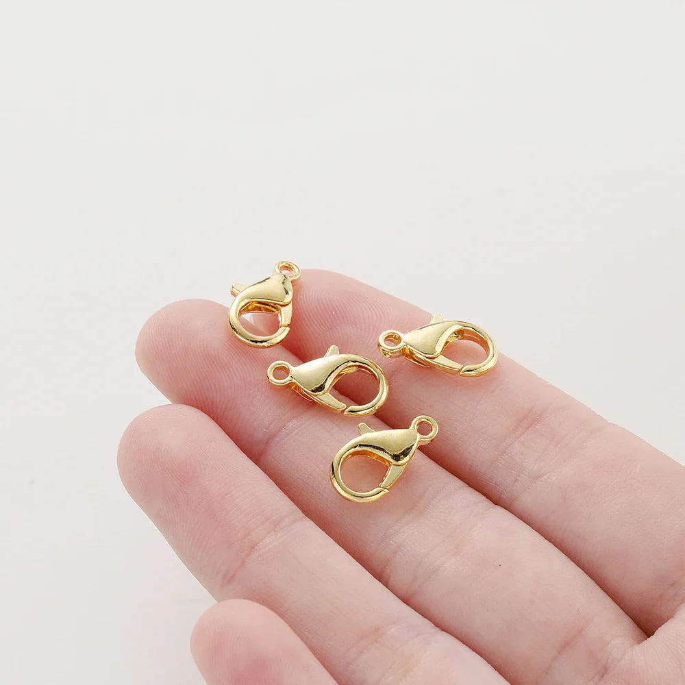 10pcs/lot 14K 18K Gold Plated Necklace Extender Chain Lobster Clasps Jump Ring Connectors Clips For DIY Jewelry Bag Craft Making Vera Lux