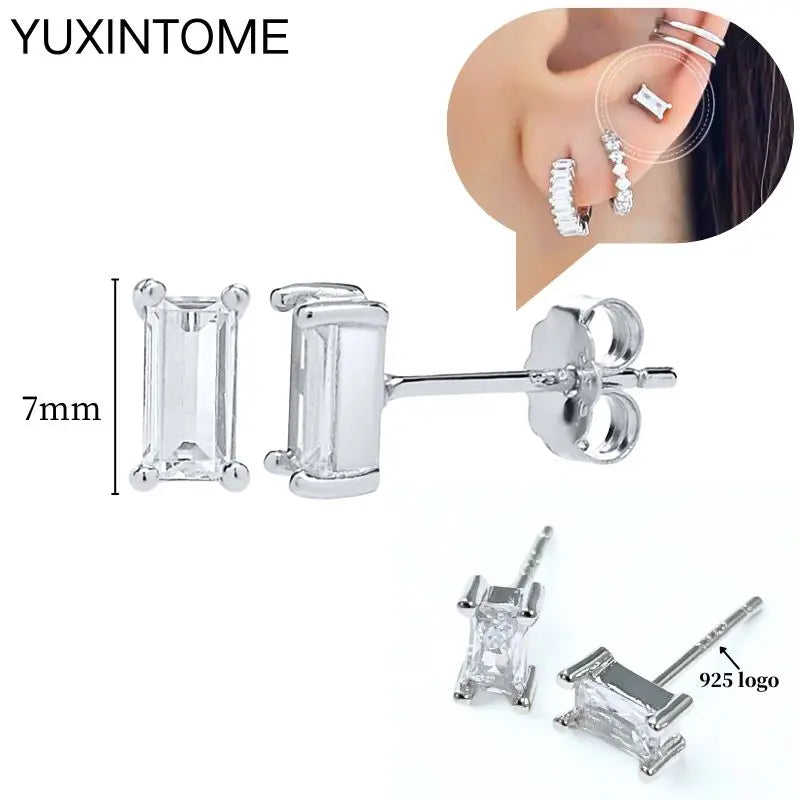 925 Sterling Silver Ear Needle Fashion Hoop Earrings White Crystal Luxury Women's Silver Earrings Wedding Women's Jewelry Gift Vera Lux