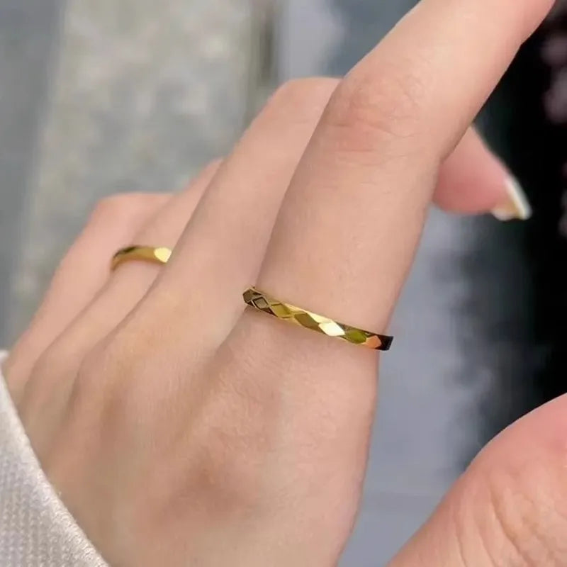 2mm Thin Stackable Ring Stainless Steel Multi-Faceted Wedding Band for Women Girl Size 5-10 Vera Lux