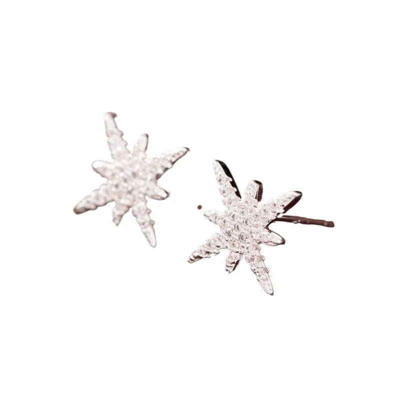 1pair Six Pointed Star Earrings Copper Material Versatile Trend Women's Stud Earrings Wedding Valentine's Day Birthday jewelry Vera Lux