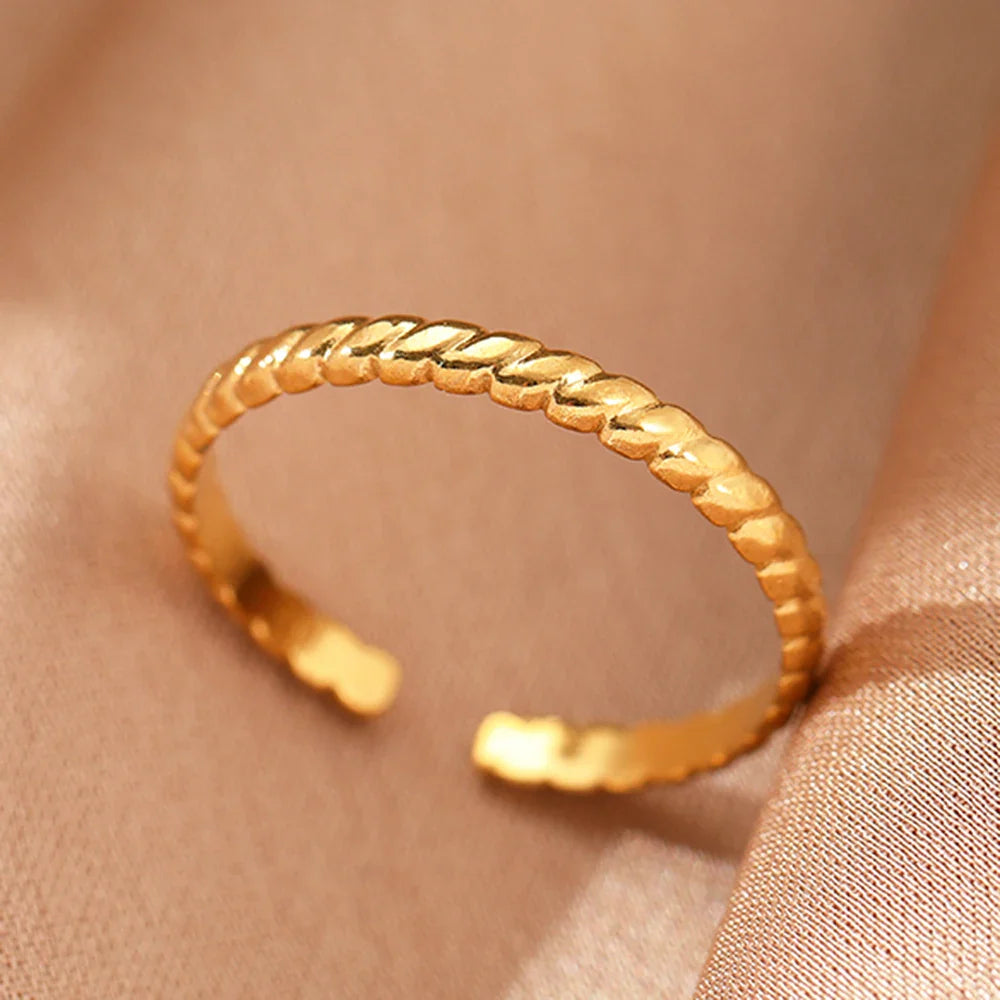 Stainless Steel Rings Simpler Geometric Fashion Vintage Fine Adjustable Open Rings For Women Jewelry Weddings Gifts New Trendy Vera Lux