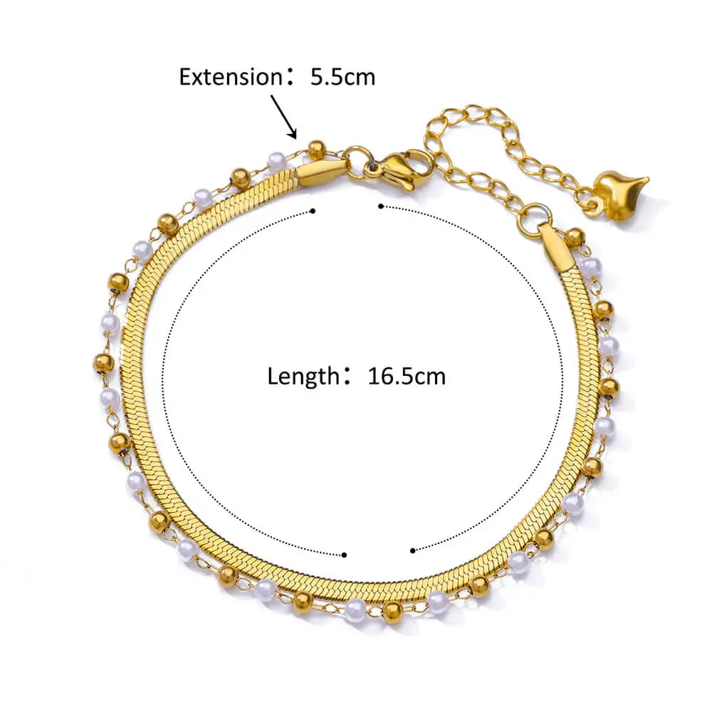 Stainless Steel Imitation Pearl Anklets for Women Gold Color Chain Ankle Bracelet Anklet Summer Beach Jewelry Accessories Gift Vera Lux
