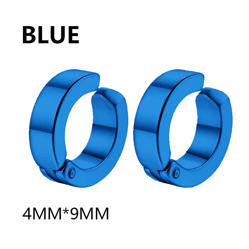 2 Pcs Classic Korean Punk Stainless Steel Ear Clip Earrings for Men Women Black No Pierced Fake Ear Circle New Pop Jewelry Vera Lux