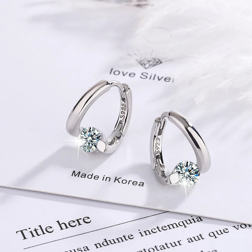925 Sterling Silver Gold Crystals Simple Earrings For Women Fashion Wedding Luxury Jewelry 2024 Trend Vera Lux