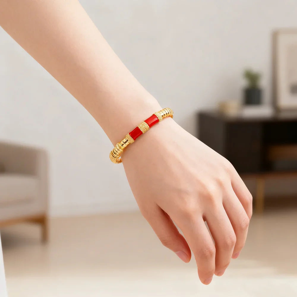 gold plated ring and bracelet nigerian jewelry set High Temperament Multy Colors Personalized bracelets Girl Gift Free Shipping Vera Lux