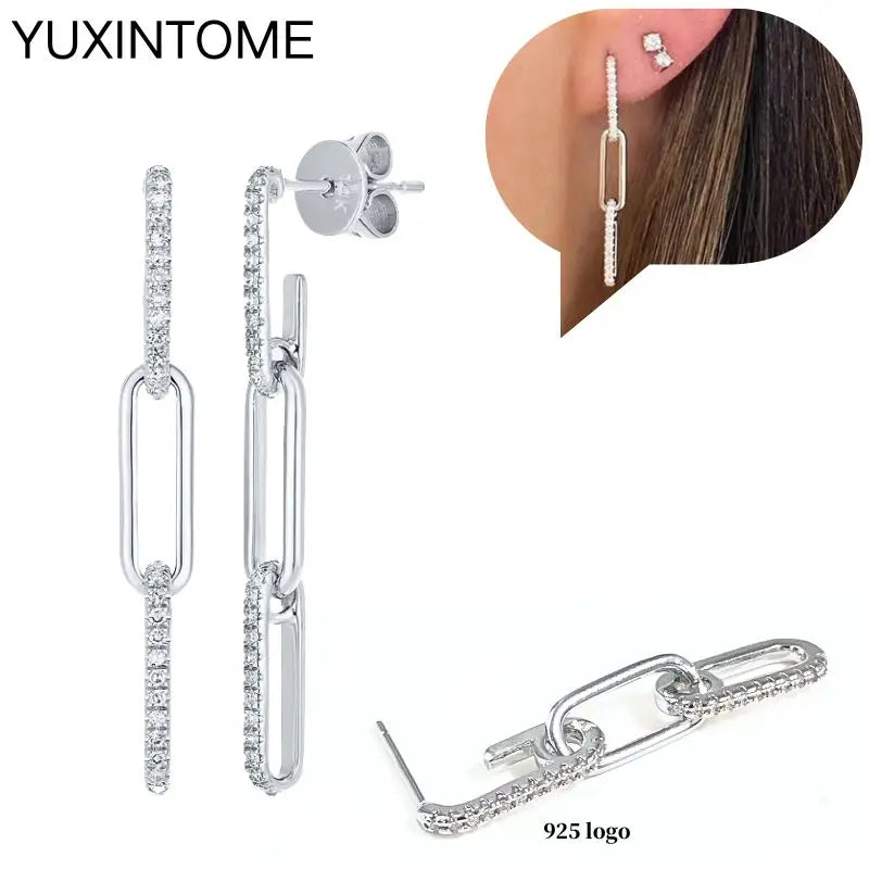 925 Sterling Silver Ear Needle Fashion Hoop Earrings White Crystal Luxury Women's Silver Earrings Wedding Women's Jewelry Gift Vera Lux