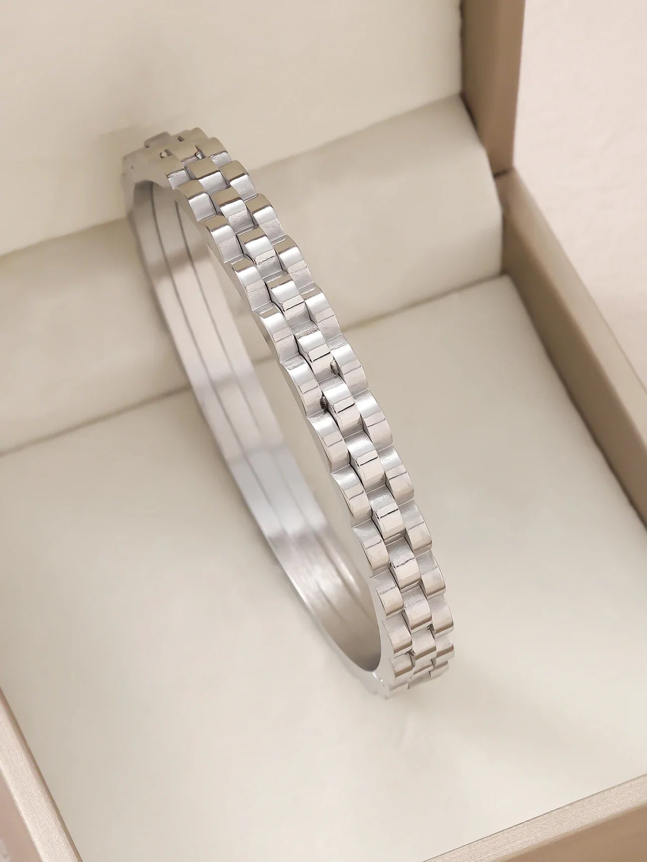 1pc 18K Gold Plated Stainless Steel Stackable Bracelet With Chain And Clover Design, Fashion Style For Women, Suitable For Casua Vera Lux