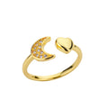 Zircon Heart Rings For Women Stainless Steel Gold Color Geometric Open Finger Ring Fashion Wedding Aesthetic Jewelry Gift Vera Lux