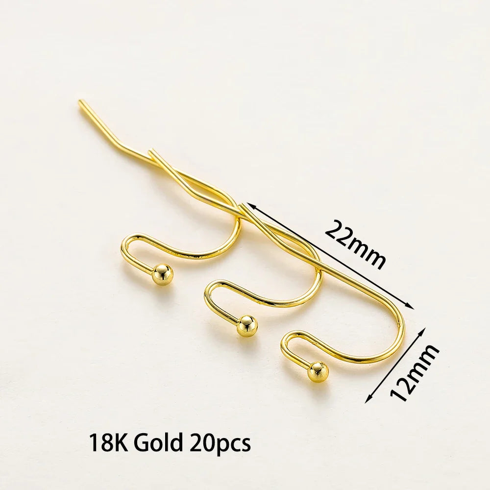 20pcs/lot 6 Styles 14K 18K Gold Plated Earring Wires With Ear Hook Earrings Clasp Findings Supplies For  DIY Jewelry Making Vera Lux