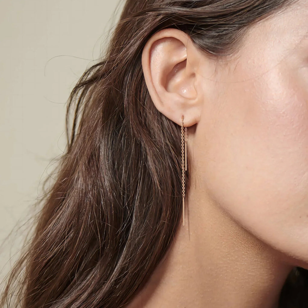Long Threader Earrings for Women, Thin Linear Earring,Stainless Steel Chain Drop Ear Line , Fashion Korean Jewelry Vera Lux
