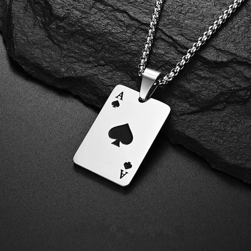 1Pcs Creative Poker Card Necklace Pendant Spades Heart Ace Trendy Hip Hop West Coast Necklace Pendant Daily Accessories Vera Lux