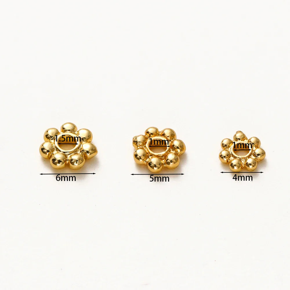 20pcs 14K 18K Gold Color Daisy Spacer Beads Mini Brass Spacer Beads Charms Pendants for DIY Bracelet Necklace Jewelry Making Vera Lux