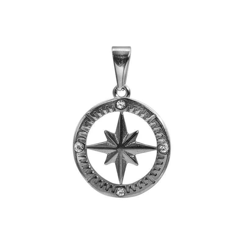 Stainless Steel Polaris Necklace - 18K Gold Plated Round Starry Sky Design, North Star Charm for DIY Jewelry Vera Lux