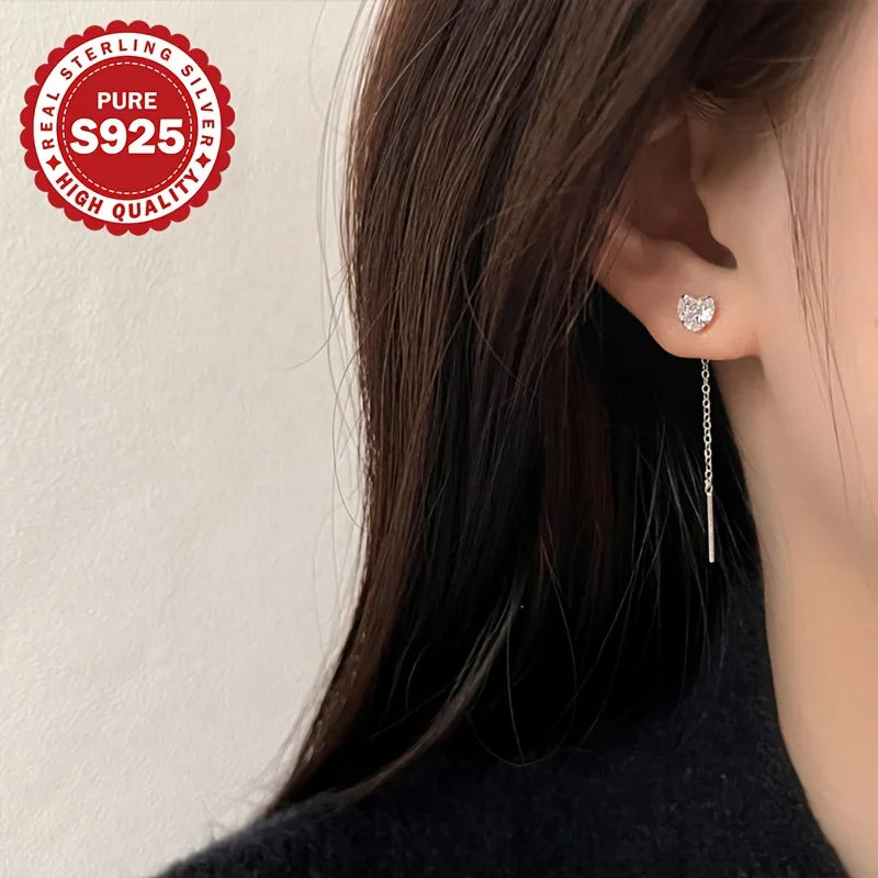 S925 Sterling Silver Long Dangle Earrings Pair Suitable for Daily Wear Valentine's Day Gift Women's Jewelry Low Allergy Vera Lux