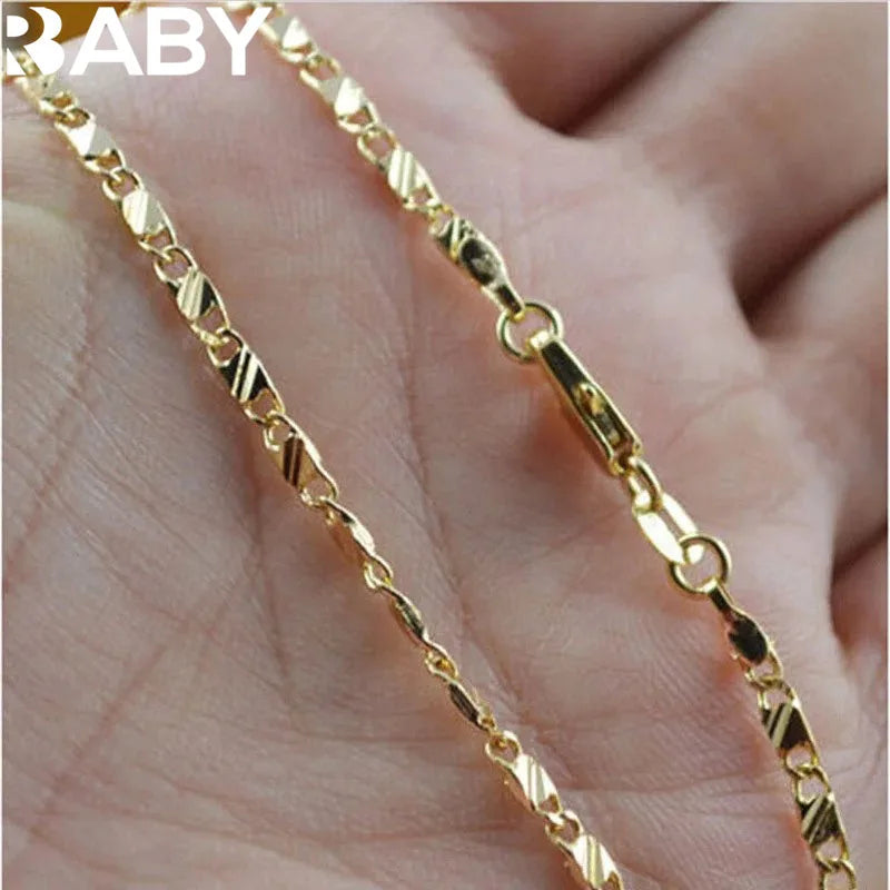 Exquisite Fashion 18K Gold Filled Necklace For Women Men Size 16-30 Inch Jewelry Chain Wholesale Vera Lux