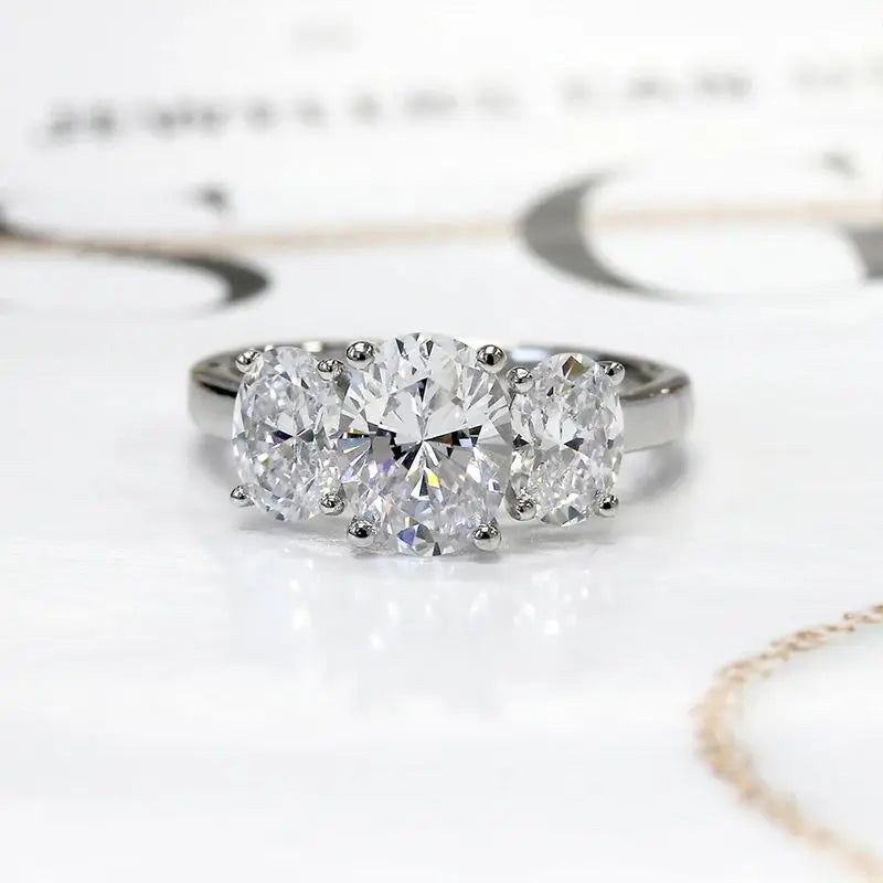 925 Sterling Silver Classic Sparkling Oval Zircon Rings For Women High Quality Wedding Party  Trendy Jewelry Anniversary Gift Vera Lux