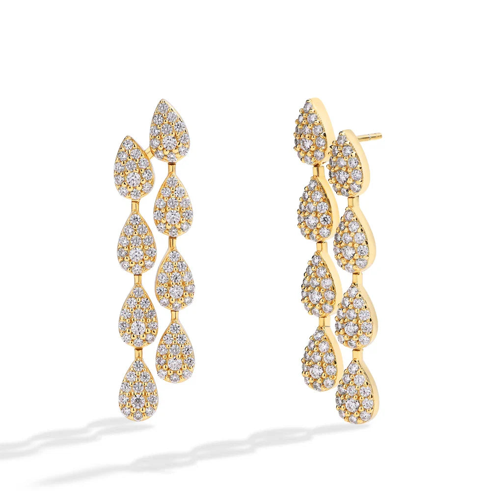 MINTYBOX S925 Silver 2.59ct Lab Diamond Moissanite Drop Earrings for Women 18k Gold Plated Leaves Dangle Wedding Earring Jewelry Vera Lux