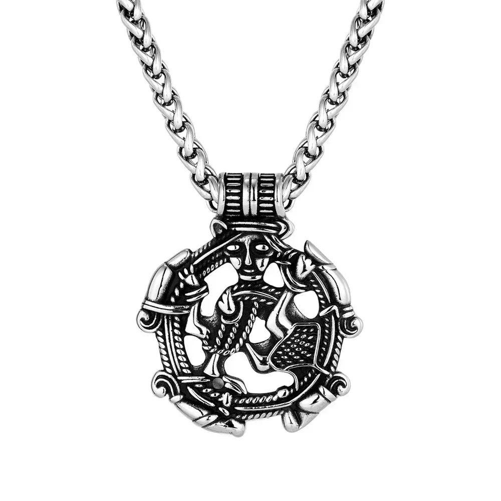 Vintage Vikings Loki Hollow Necklaces Men Stainless Steel Norse Mythology Trinity Pendant Amulet Scandinavian Jewelry Male Gifts Femstylo