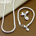 40-60cm 925 sterling Silver solid 3MM Chain Snake Necklace Bracelet Fashion Jewelry For Women Men Sets  Charm Wedding Vera Lux