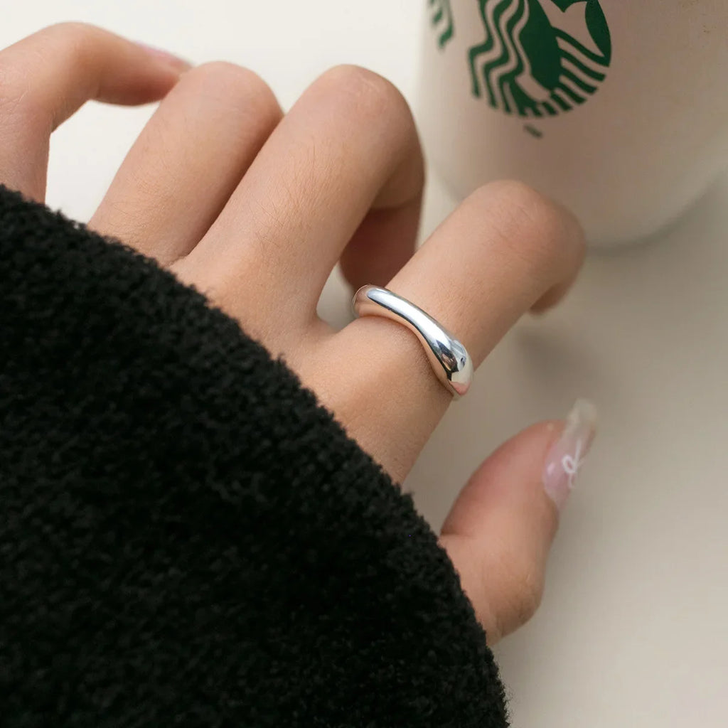 925 Sterling Silver Geometry Arc-Shaped Open Rings For Women Engagement High Quality Jewelry Accessories Wholesale Jewellery Vera Lux