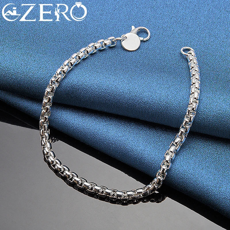 ALIZERO 18K Gold Bracelets 925 Sterling Silver 4mm Round Box Chain Bracelet For Woman Man Fashion Jewelry Wedding Party Gift Vera Lux