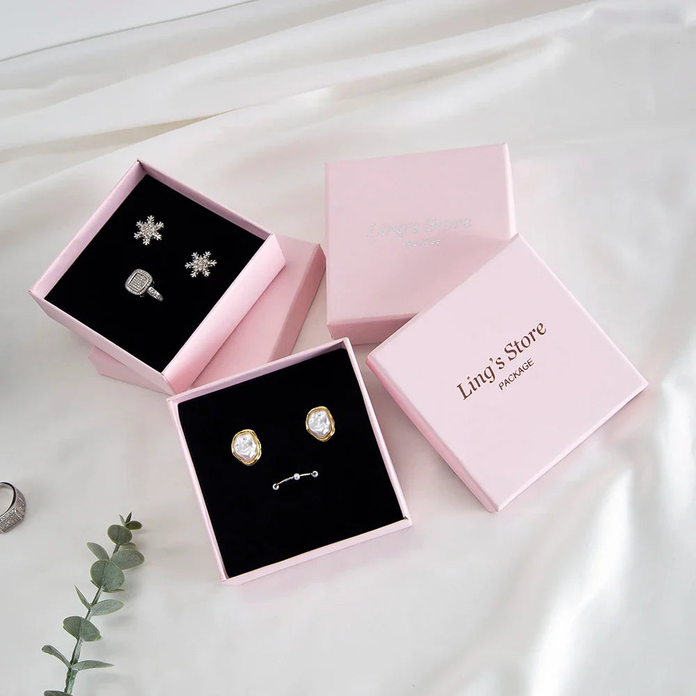 24Pcs Personalized Logo Jewelry Paper Gift Box Wedding Favors Ring Earring Necklace Pendant Bracelet Stud Bag Storage Packaging Vera Lux