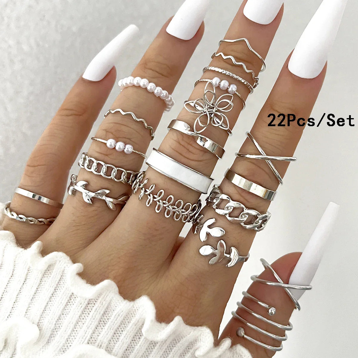 23Pcs Fashion Knuckle Rings Set For Women Crystal Star Moon Eye Wave Gold Silver Color Rings Female Trendy Party Jewelry Gift Vera Lux
