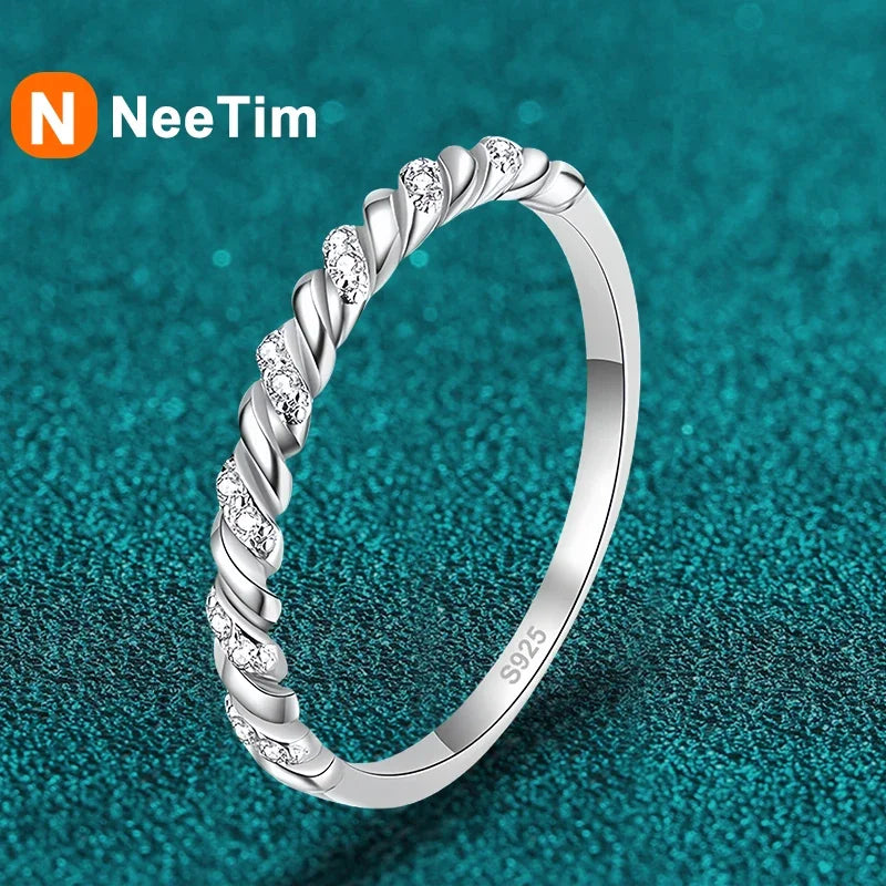 NeeTim Full Moissanite Ring 925 Sterling Silver with 18K Gold Plated Diamond Engagement Wedding Bridal Band Jewelry For Women Vera Lux