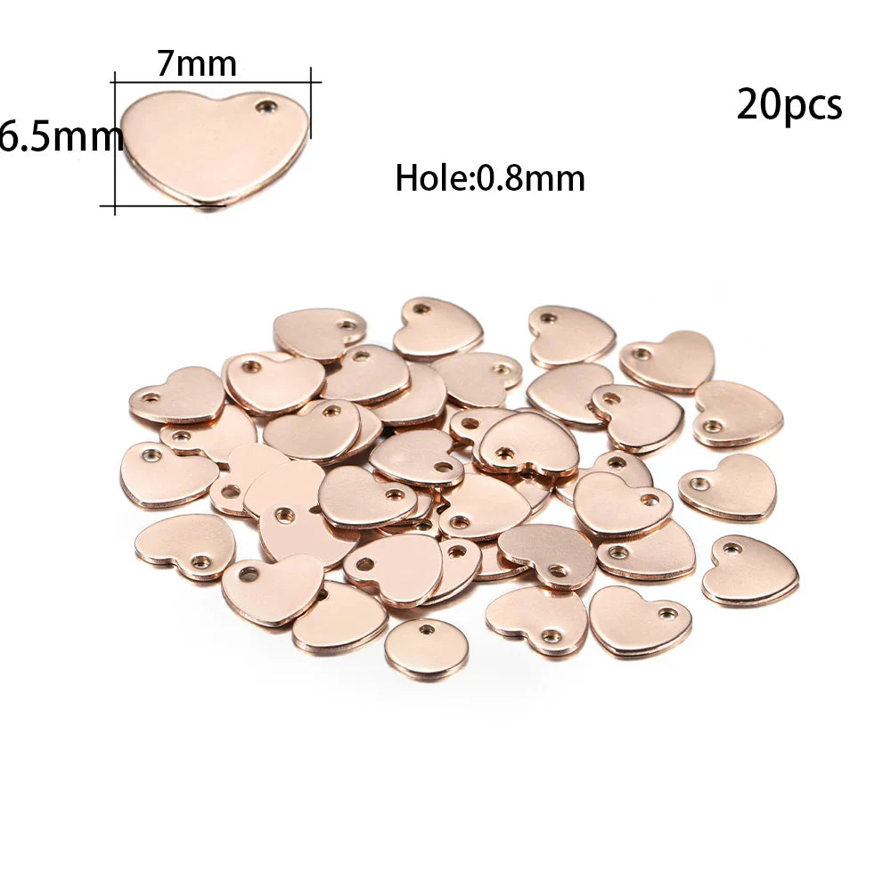 10-50Pcs Gold Stainless Steel Customized Dog Tag Heart-Shaped Oval Blanks Charm Pendant Charms For DIY Jewelry Making Supplies Vera Lux