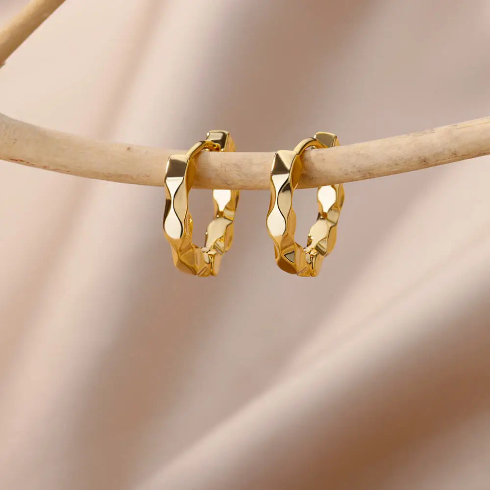Stainless Steel Hoop Earrings For Women Gold Color Geometric Square Zircon Earring Female Wedding Aesthetic Jewerly Gift mujer Vera Lux