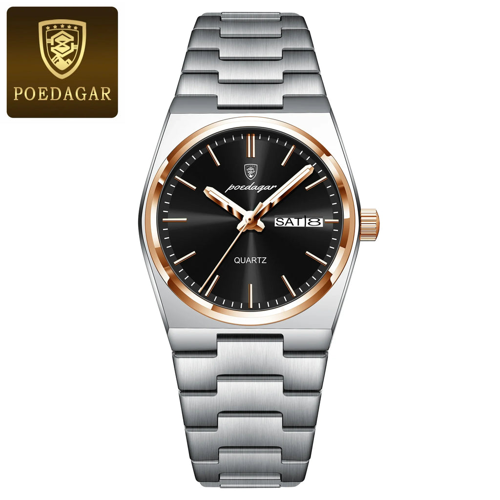 POEDAGAR Luxury Woman Watch Waterproof Luminous Fashion Quartz Ladies Wristwatch Date Week Stainless Steel Women's Watches Reloj Vera Lux
