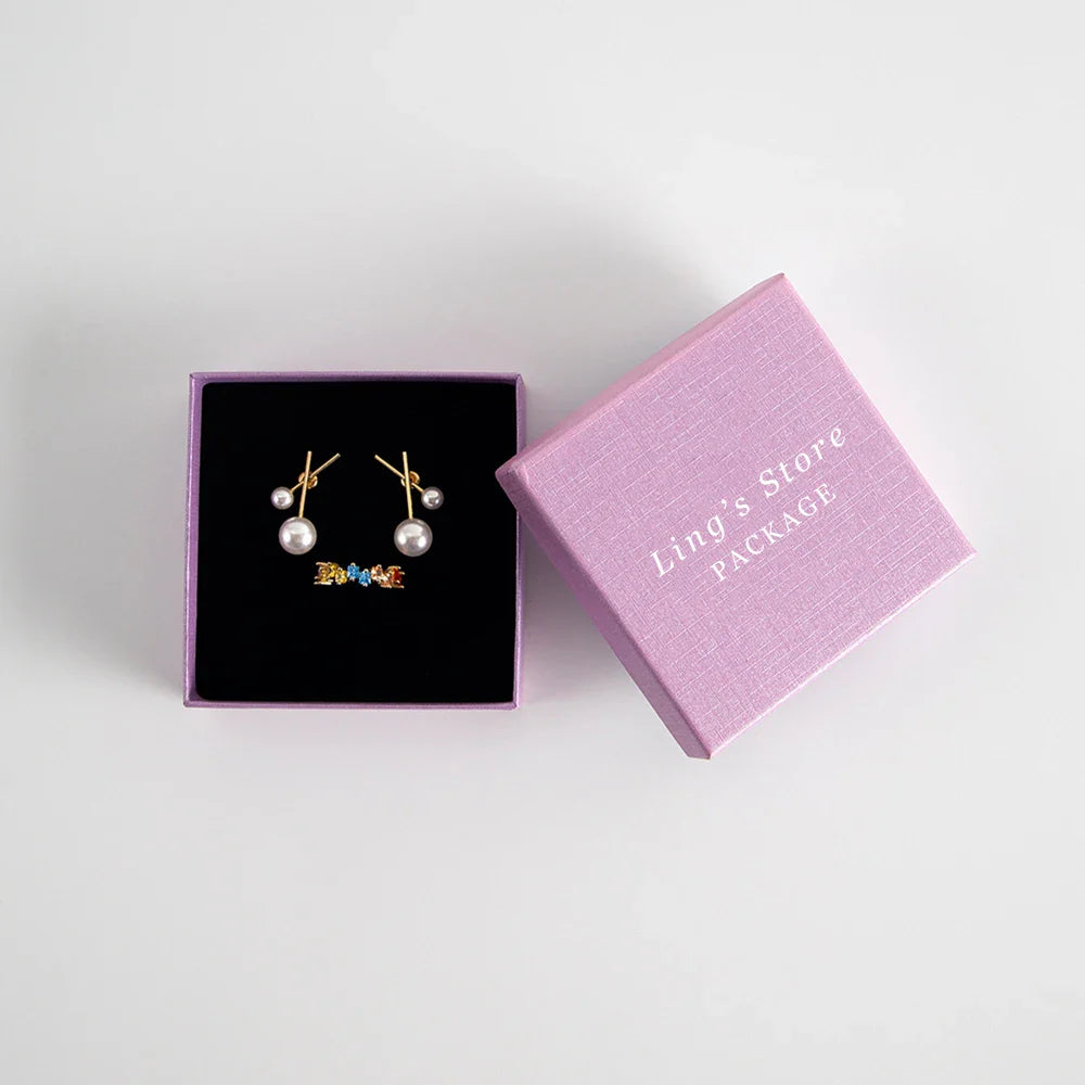 24Pcs Personalized Logo Jewelry Paper Gift Box Wedding Favors Ring Earring Necklace Pendant Bracelet Stud Bag Storage Packaging Vera Lux