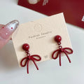 Retro Style Red Bowknot Stud Earrings for Women Girls Simple Earings Piercing Ballet Ribbon Aesthetics Elegant Ear Jewelry Gifts Vera Lux