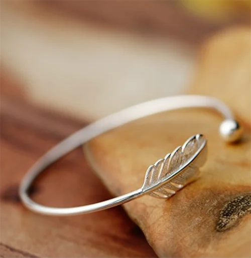 925 Sterling Silver Angel Feather Lucky Arm Cuff Designer Bracelets Bangles For Women Party Jewelry Gifts Jewellery Vera Lux
