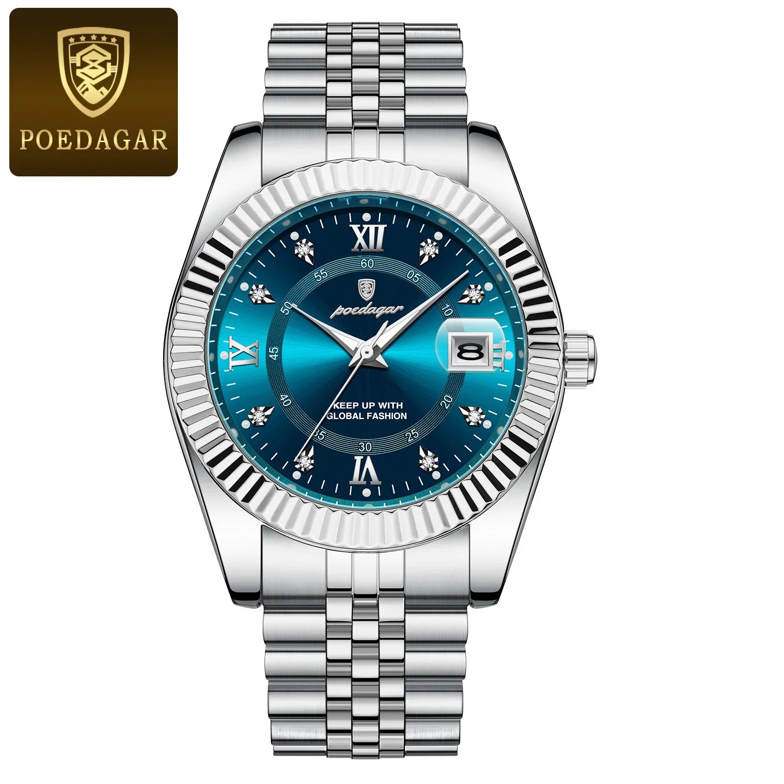 POEDAGAR Classic Luxury Men's Quartz Watches Stainless Steel Date Man Watch Waterproof Luminous Fashion Business Male Wristwatch Vera Lux