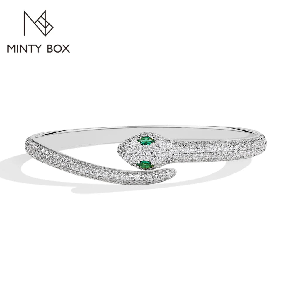 MINTYBOX Snake S925 Silver Moissanite Bracelets for Women Lab Diamond 16-19cm 18k Gold Plated Wedding Luxury Fine Jewelry Gift Vera Lux