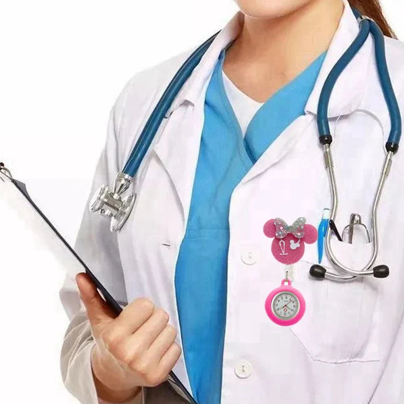 Hospital Health Care Shiny Heart Medical Icons Cartoon Lovely Nurse Doctor Clip Pocket Watches Hang Clock Gift Watch Vera Lux