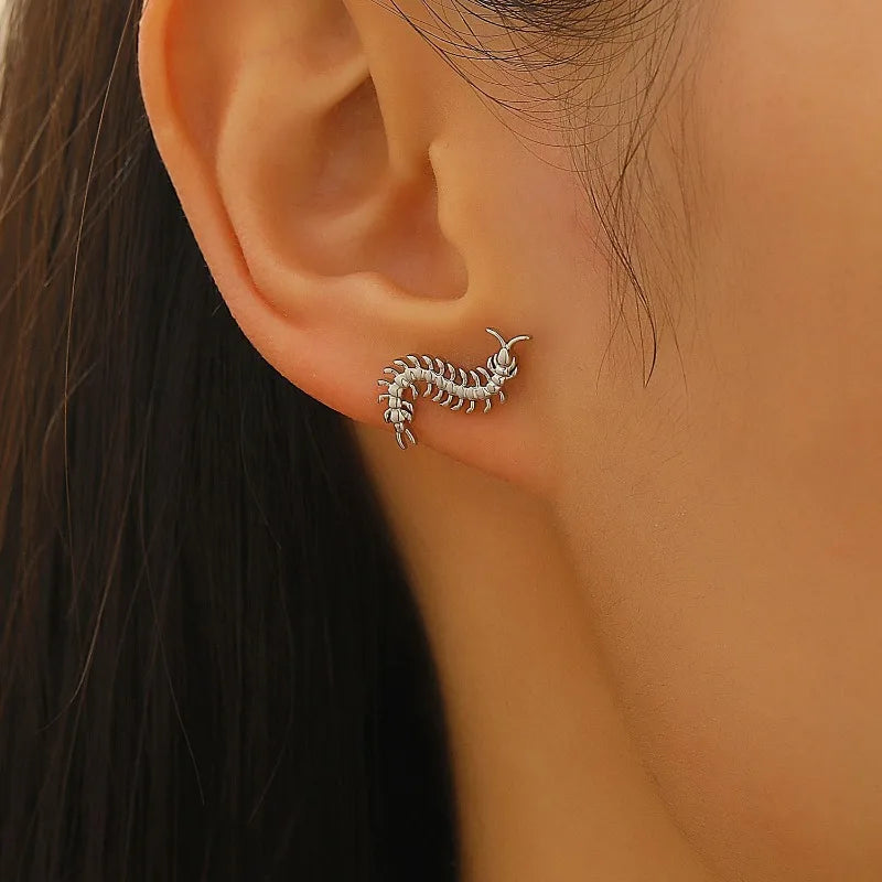 A Personalized Stainless Steel Centipede Earring, Trendy Men's and Women's Hip-hop Rock Avant-garde Jewelry Ear Studs Vera Lux