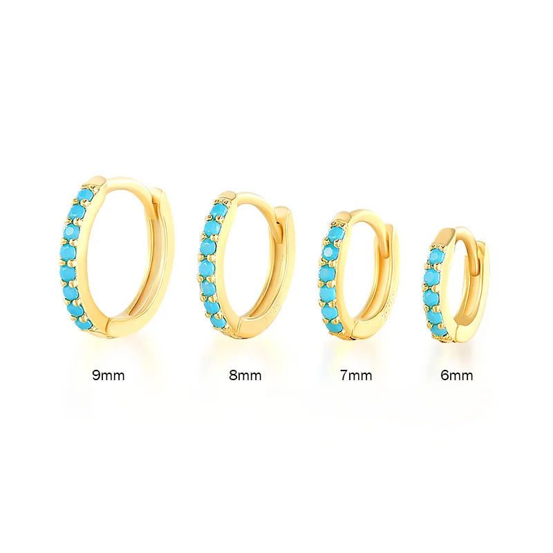 2PCS Stainless Steel Minimal Crystal Zirconia Hoop Earrings Gold Silver Color Small Huggie Cartilage Earring Piercing Jewelry Vera Lux