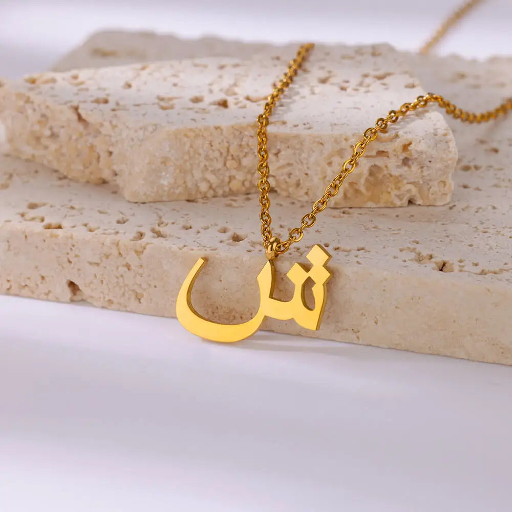 Arabic Letter Name Necklaces For Women Stainless Steel Alphabet Pendant Chain Choker Collar Femme Wedding Aesthetic Jewelry Bff Vera Lux