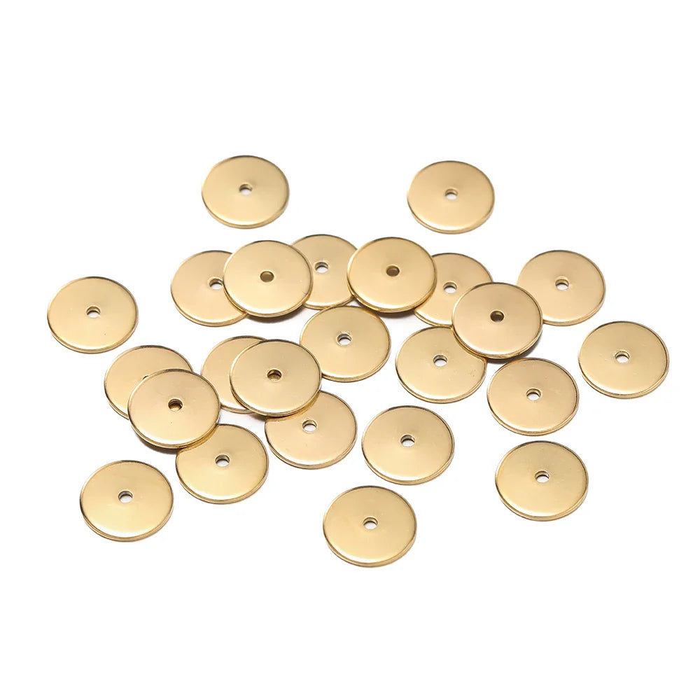 50Pcs/Pack Stainless Steel 4/5/6/8/10mm Flat Round Loose Spacer Beads For DIY Jewelry Necklace Bracelets Making Accessories Vera Lux