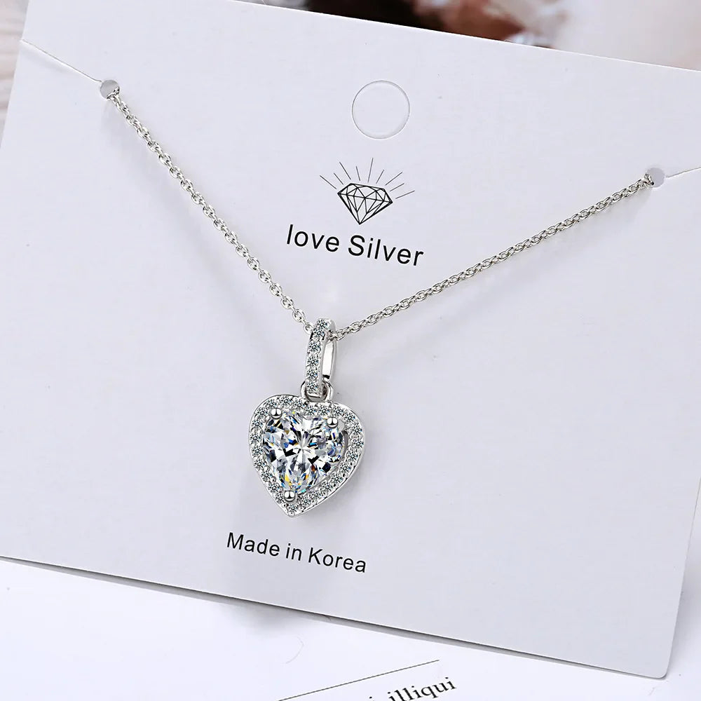 925 Sterling Silver Zircon Heart Pendant Necklaces For Women Luxury Designer Jewelry Gift Female Wholesale Jewellery Trend 2024 Vera Lux