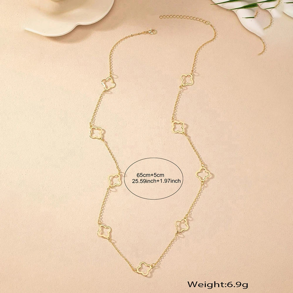 Aomogo Stainless Steel 2025 New Hollow Four-Leaf Clover Pendant Necklace Simple Fashion Design Collarbone Chain Jewelry Gifts Vera Lux