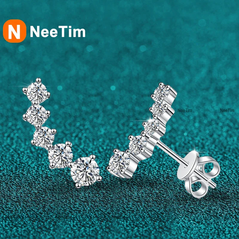 NeeTim 1.16cttw Full Moissanite Stud Earrings for Women Gemstones Lab Diamond Studs Earrings 925 Sterling Silver Fine Jewelry Vera Lux