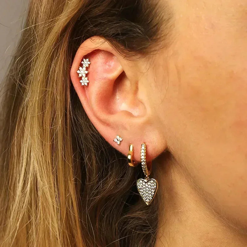 925 Sterling Silver Ear Needle Fashion Hoop Earrings White Crystal Luxury Women's Silver Earrings Wedding Women's Jewelry Gift Vera Lux