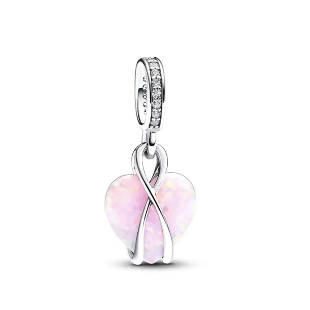 2026 Spring Pink Series Ballon Butterfly Flower Pendant Fit S925 European 925 Sterling Silver Bracelet Bangles Necklace Vera Lux