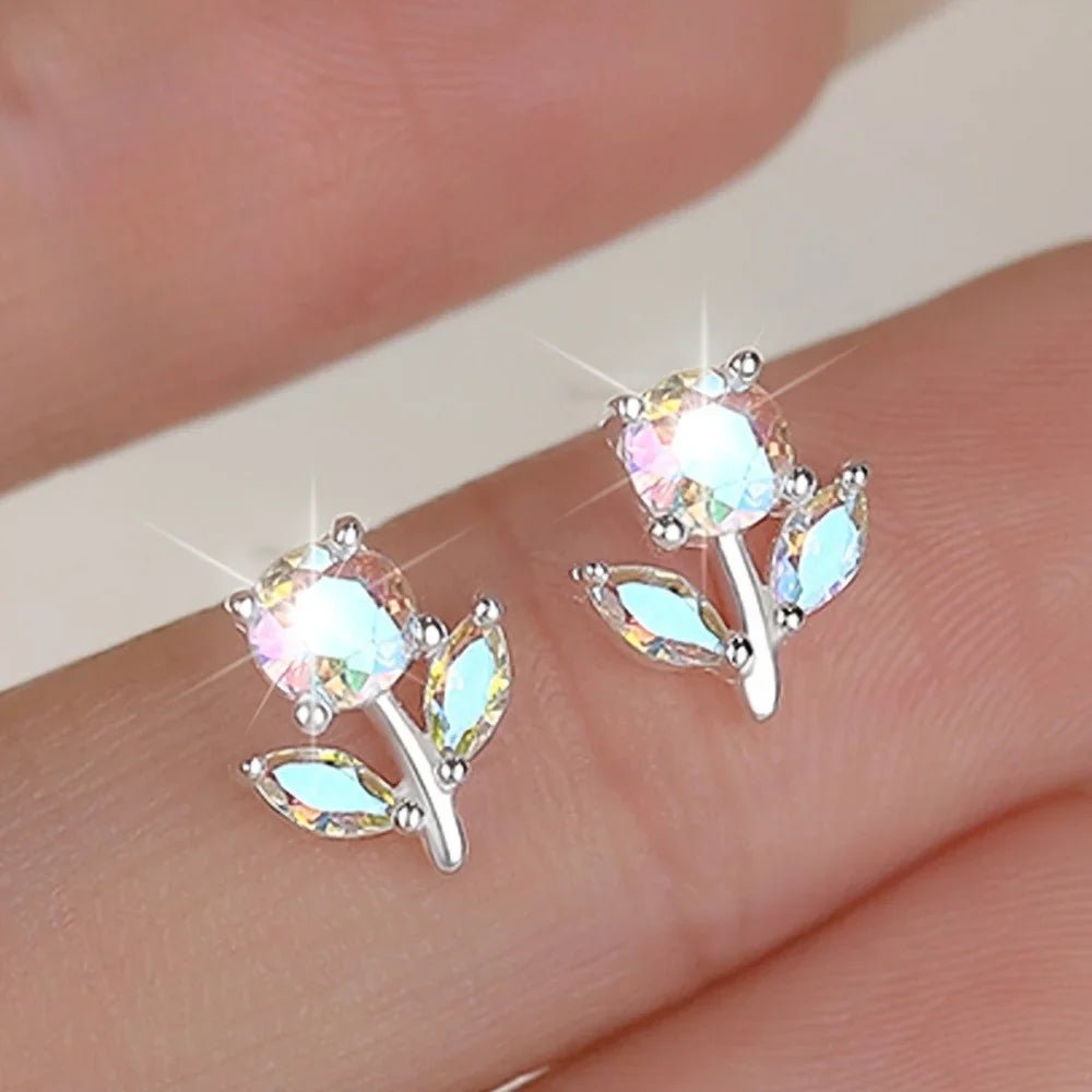 Fruit Bubble Colorful Zircon Flower Earrings Women's Fashion Personality Trendy Luxury Forest Earrings Versatile Ins Vera Lux